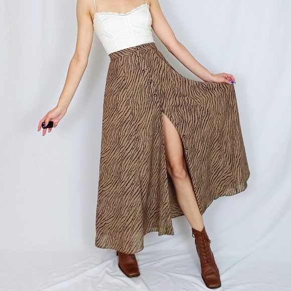 tiger print maxi skirt